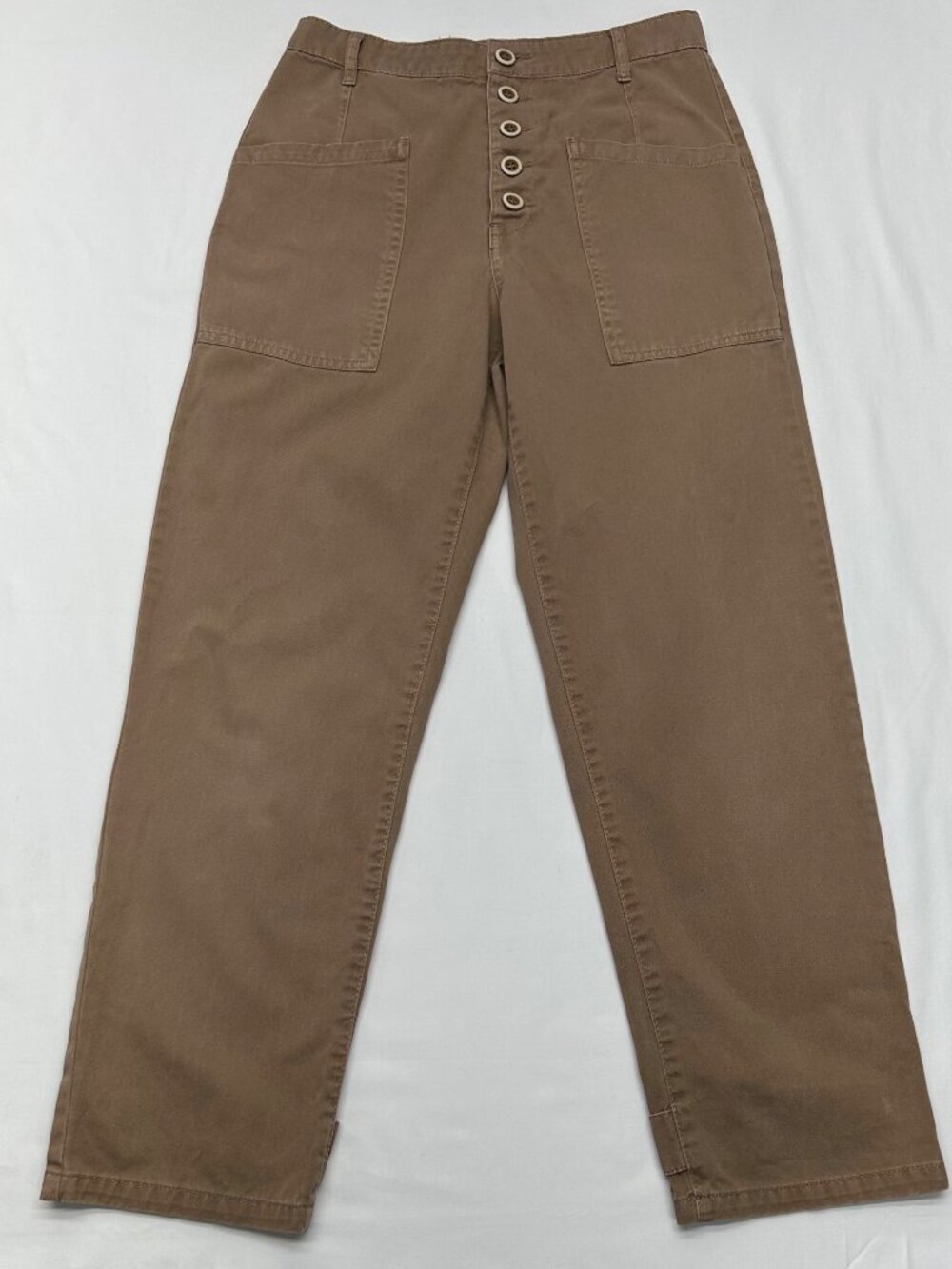 PISTOLA Tammy High Rise Utility Pants Women's 26 Oak Exposed Buttons